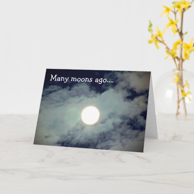 Full Moon Clouds Funny Birthday  Card (Yellow Flower)