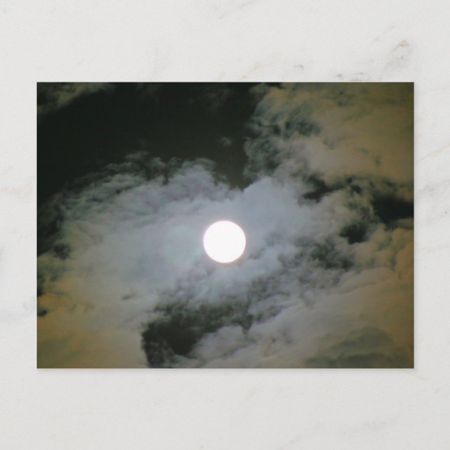 Full Moon Clouds Nature Photography Postcard (Front)