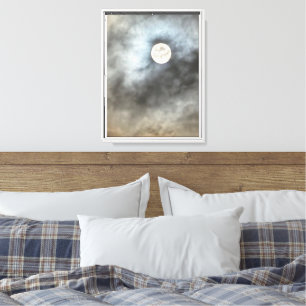 Full moon colorful clouds art canvas print