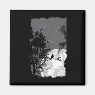 Full Moon Crow Gloomy Forest Costume Awesome Hallo Magnet