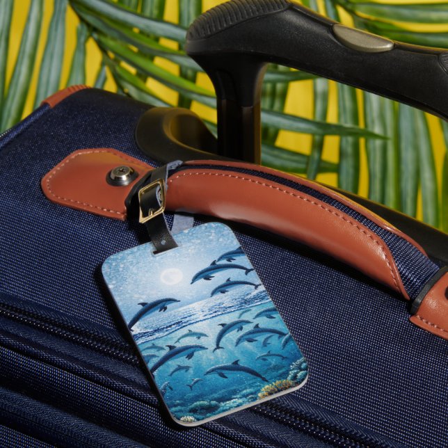 Full Moon Dolphins  Luggage Tag (Front Insitu 1)