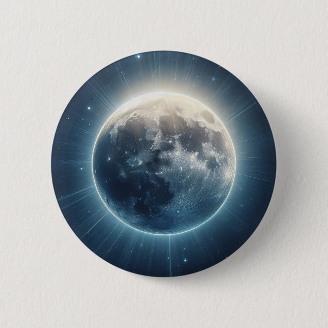 Full Moon Eclipse White Glow 6 Cm Round Badge (Front)