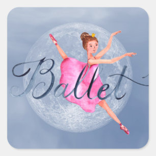 Full Moon Fantasy Pretty Ballerina Ballet Square Sticker