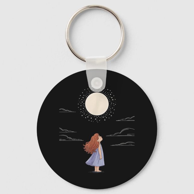 Full Moon Feelings Design Astrology Zodiac Space  Key Ring (Front)