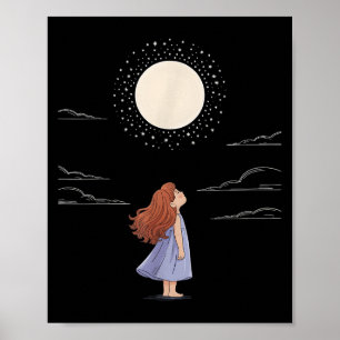 Full Moon Feelings Design Astrology Zodiac Space  Poster