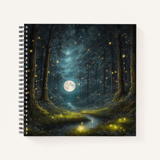 Full Moon & Fireflies Hard Cover Journal (Front)