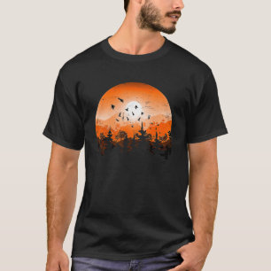Full Moon Flock Of Birds Tree Outdoor Wildlife Nat T-Shirt