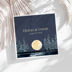 Full Moon Forest and Lake Wedding Napkins