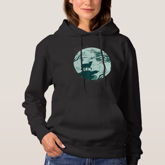 Full Moon Forest Animal Predator Moonlight Howling Hoodie (Front)