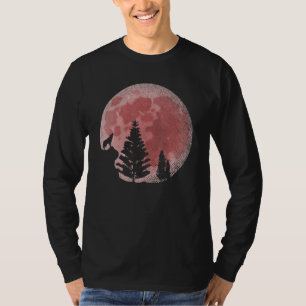 Full Moon Forest Animal Predator Red Moon Howling  T-Shirt