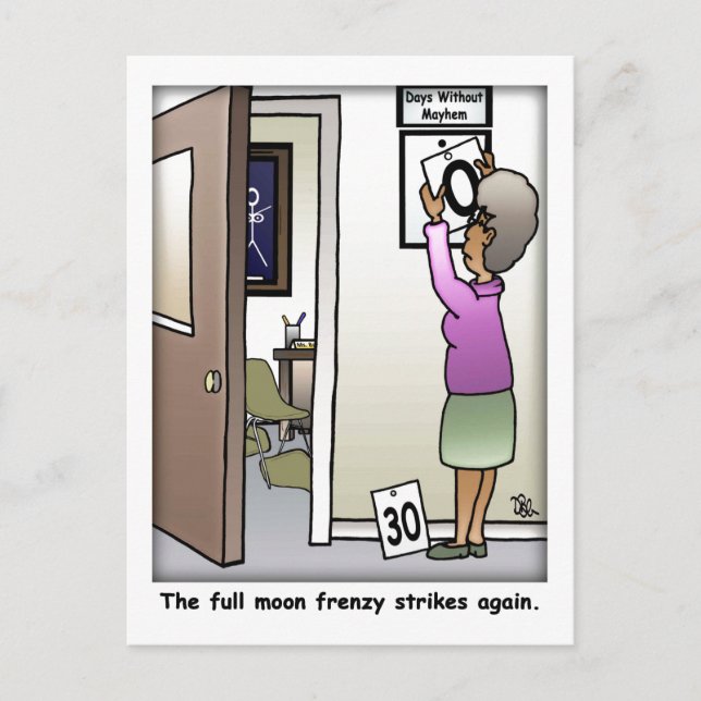 Full Moon Frenzy Funny Postcard (Front)
