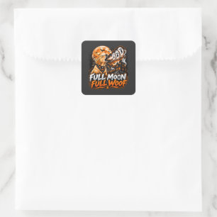 Full Moon Full Woof Labrador Halloween Funny Dog H Square Sticker
