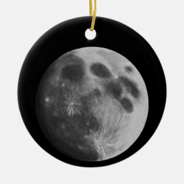 Full Moon Grey Graphic Art Classic Round Ornament (Front)