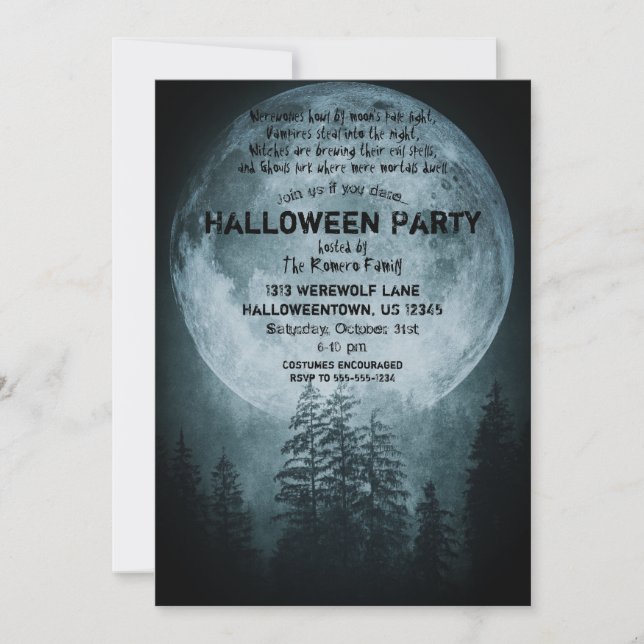 Full Moon Halloween Party Invitation (Front)