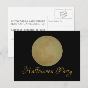 Full Moon, Halloween Party Invitation Postcard