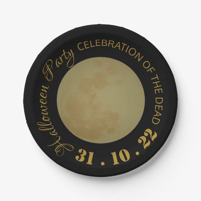 Full Moon, Halloween Party Paper Plate (Front)