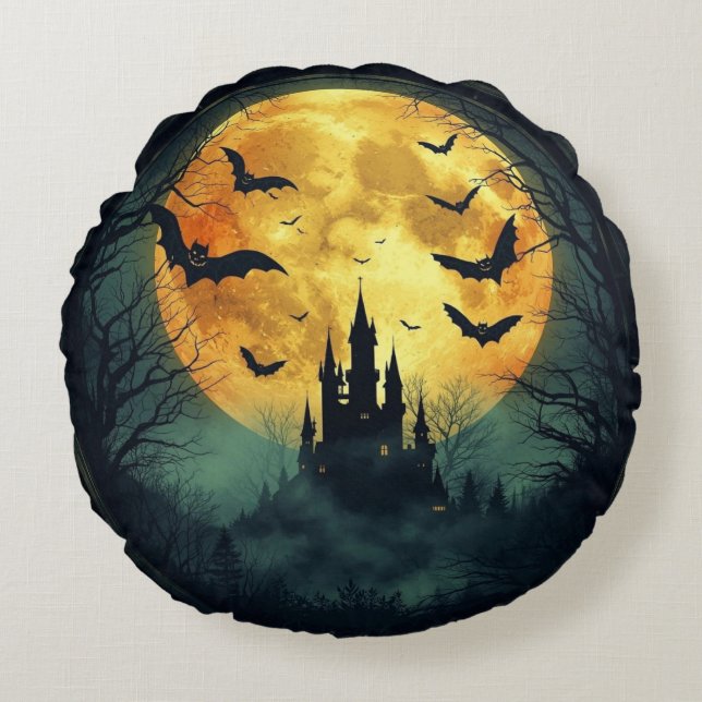 Full Moon Haunted Castle Pillow (Front)