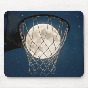 Full Moon In a Basketball Net Mouse Pad