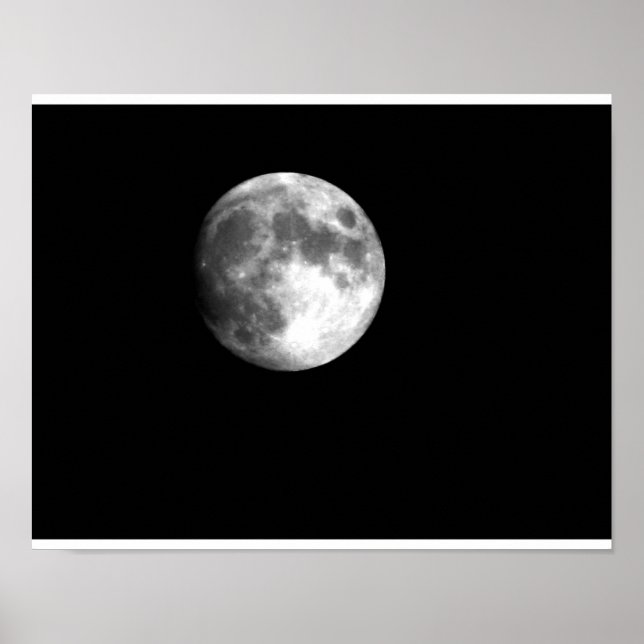 Full Moon in Black & White Poster (Front)