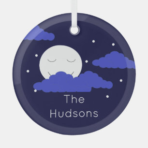 Full Moon in Starry Sky Glass Tree Decoration
