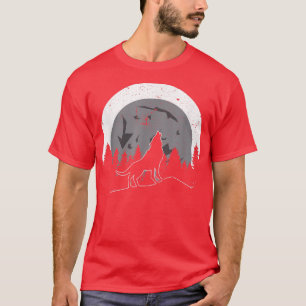 Full Moon Light Wolf Howling Scary Night Halloween T-Shirt
