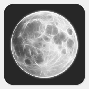 Full Moon Lunar Planet Globe Square Sticker