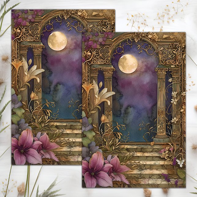 FULL MOON MIDNIGHT GARDEN DECOUPAGE TISSUE PAPER (FULL MOON MIDNIGHT GARDEN DECOUPAGE TISSUE PAPER)