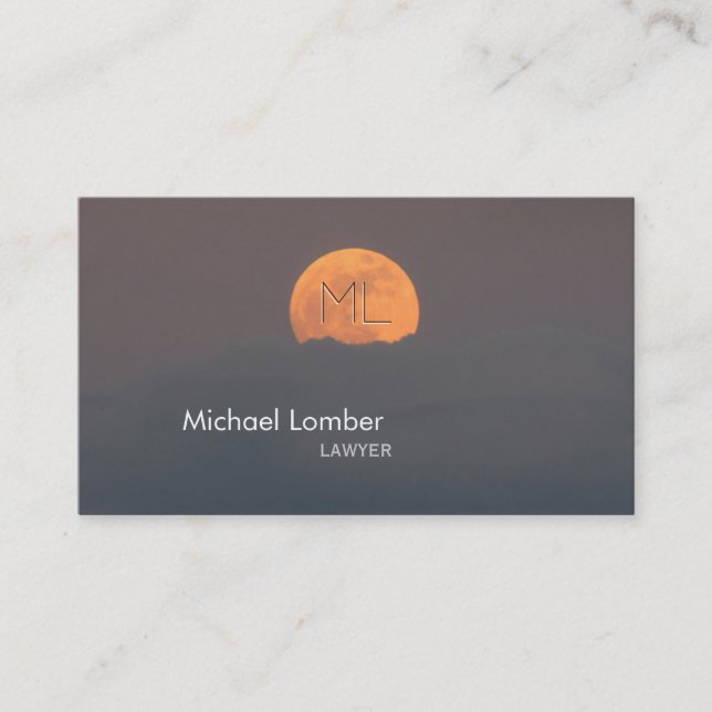 Full Moon Monogram Business Profile Card (Front)