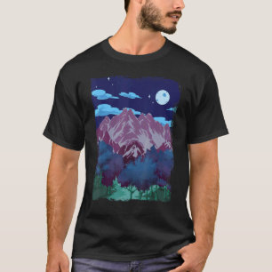 Full Moon Moonlight Nature Hiker Forest Tree Mount T-Shirt