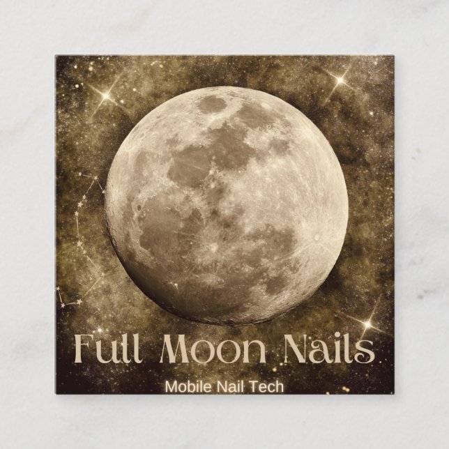 Full Moon Nails Square Business Cards (Front)