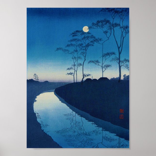 Full Moon Night, Koho Shoda, Woodcut Poster (Front)