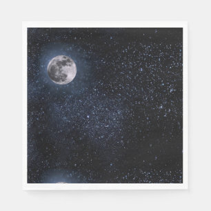 Full Moon Night Sky Stars Outer Space Napkin