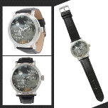 Full Moon Nighttime Quote Customisable Watch<br><div class="desc">This modern gothic black watch features a full moon among moonlit clouds in a beautifully eerie night sky. This goth watch quotes John Milton, a 17th century English poet, "What hath Night to do with Sleep?" While contemplating whether you believe self-control or self-indulgence, this beautiful and unique watch will beguile...</div>