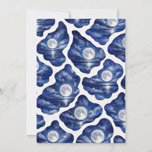 Full Moon Ocean Night Invitation (Front)