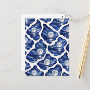 Full Moon Ocean Night Postcard