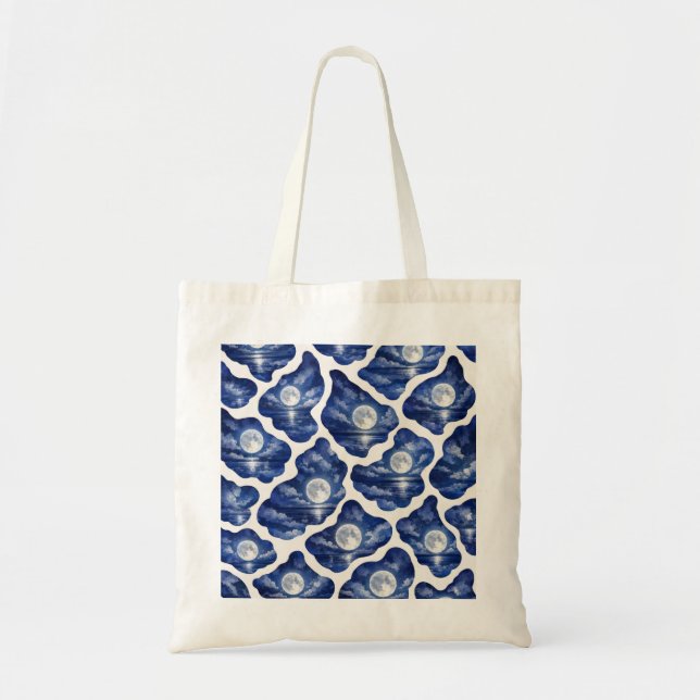 Full Moon Ocean Night Tote Bag (Front)