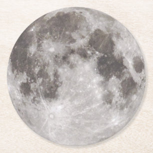 Full moon on the sky round paper coaster