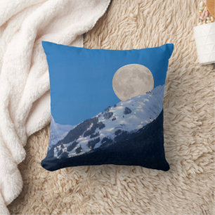 Full Moon Over Alyeska Ski Resort, Alaska Cushion