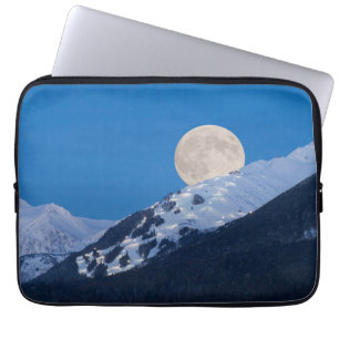 Full Moon Over Alyeska Ski Resort, Alaska Laptop Sleeve