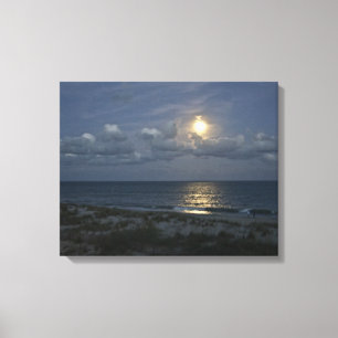 Full Moon Over Ocean Canvas Print