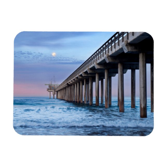 Full moon over pier, California Magnet (Horizontal)