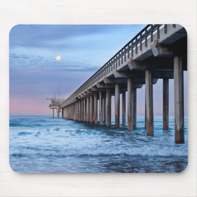 Full moon over pier, California Mouse Pad (Front)