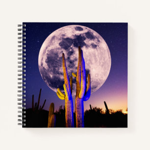 Full Moon Over Saguaro Cactus Notebook