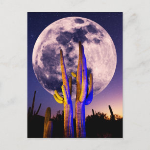 Full Moon Over Saguaro Cactus Postcard