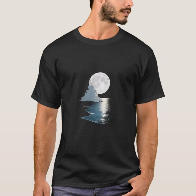 Full Moon Over sea and clouds T-Shirt (Front)