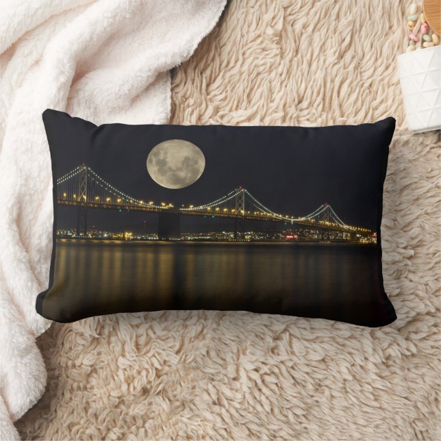 Full Moon Over the Bay Bridge Lumbar Cushion (Blanket)
