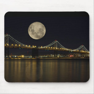 Full Moon Over the Bay Bridge Mouse Pad
