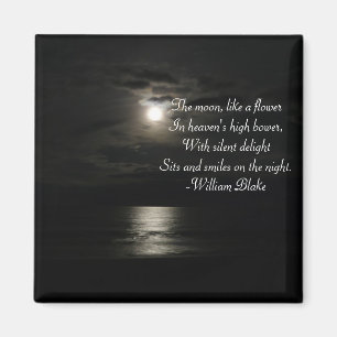 Full Moon over the water at night-with poetry Magnet