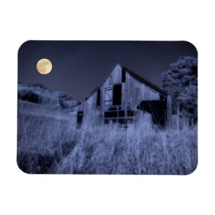 Full Moon Overhead Old Weathered Barn Magnet