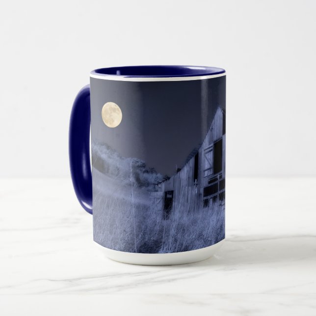 Full Moon Overhead | Old Weathered Barn Mug (Front Left)